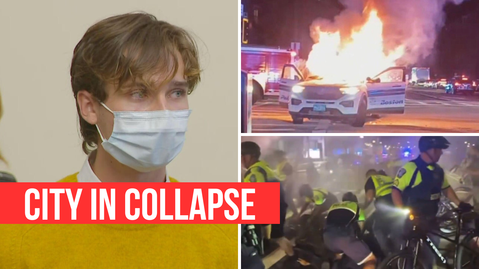Boston descends into chaos for the second time in days as Tufts student accused of shattering cop’s nose becomes the face of a city spinning out of control