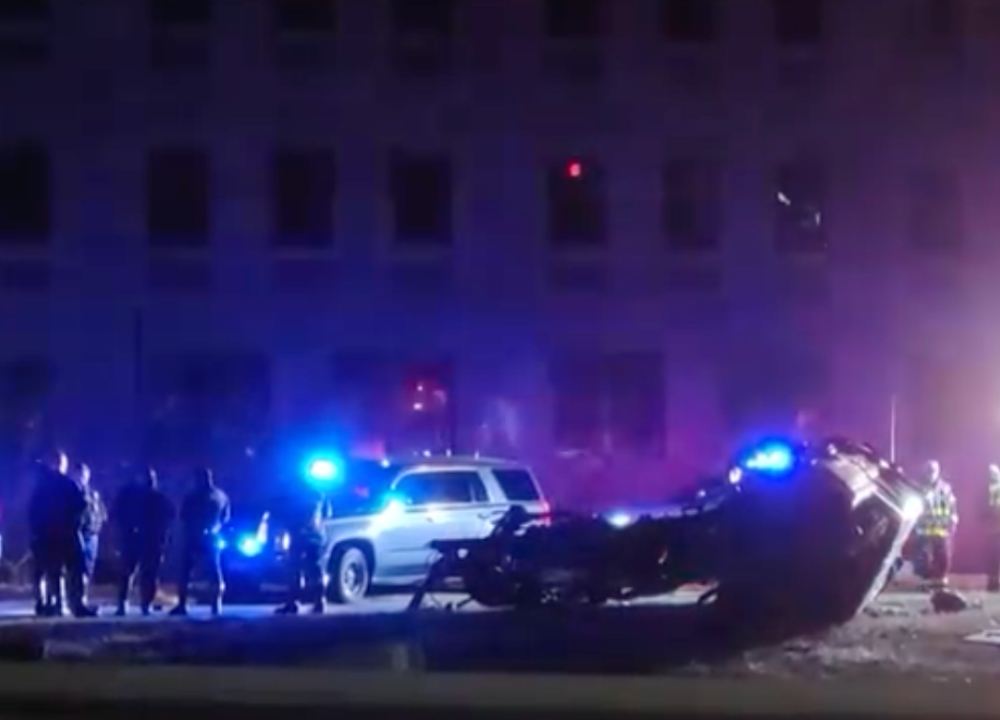 High-speed 100 mph chase ends in violent I-93 crash that splits pickup truck IN HALF and sends driver to hospital