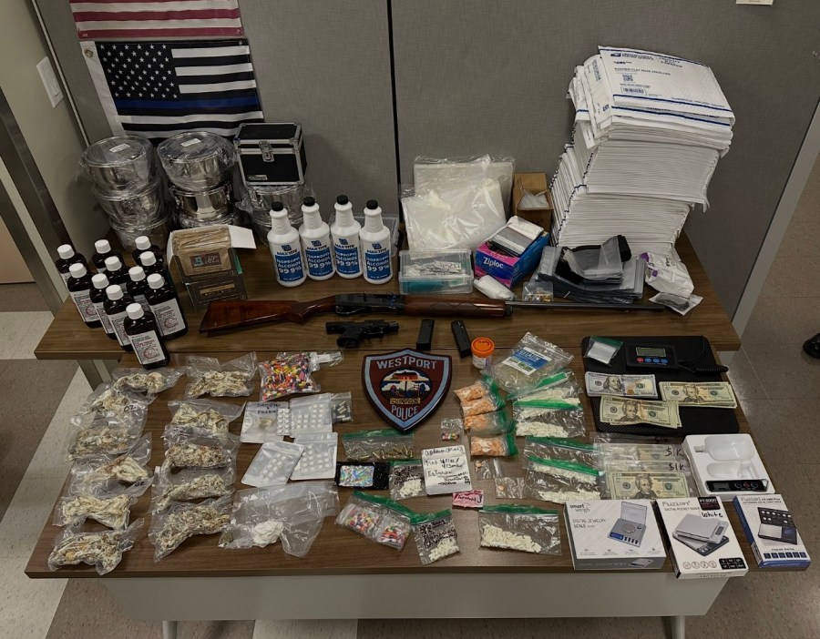 Seized firearms and contraband from Westport shooting arrest