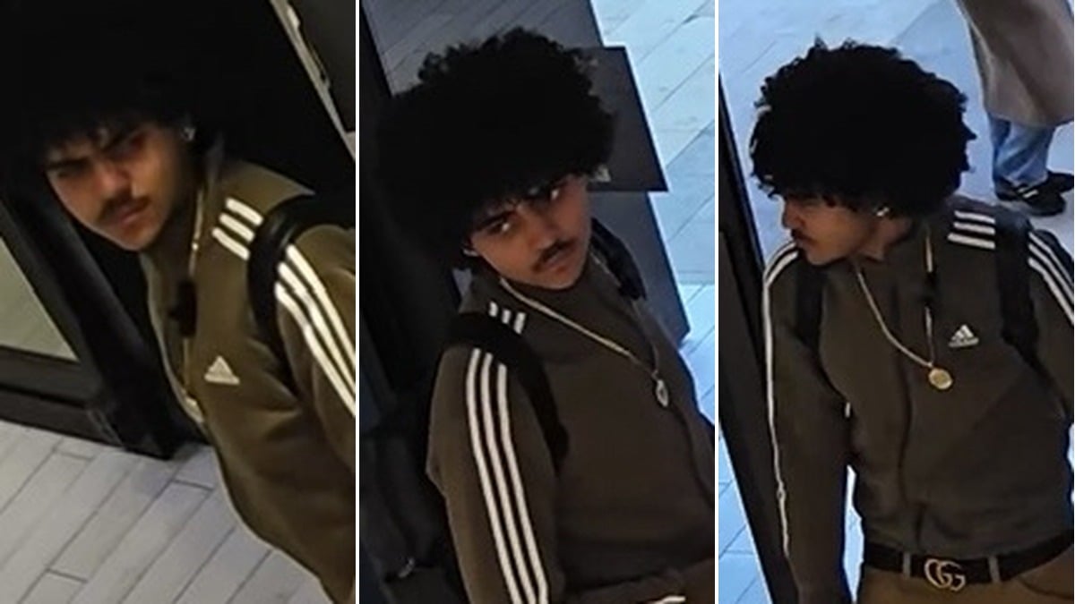 Three surveillance photos of the suspect
