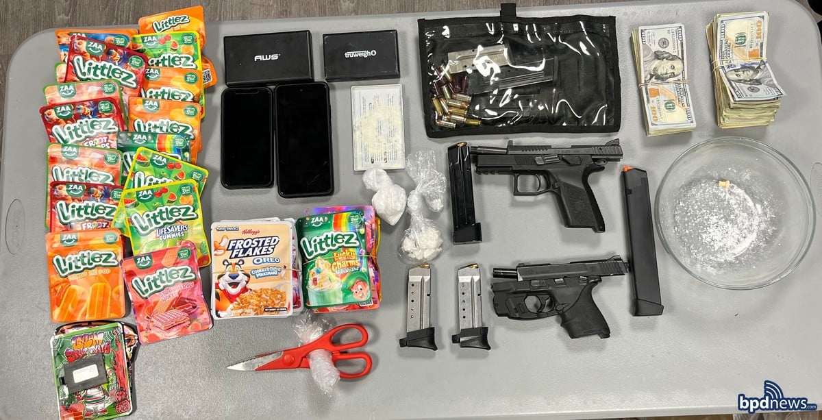 Two loaded guns, trafficking amounts of crack cocaine, and $4,280 in cash seized in Roxbury drug bust