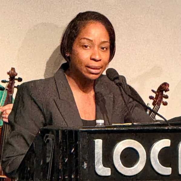 Attorney General Andrea Campbell speaks at the St. Patrick's Day breakfast