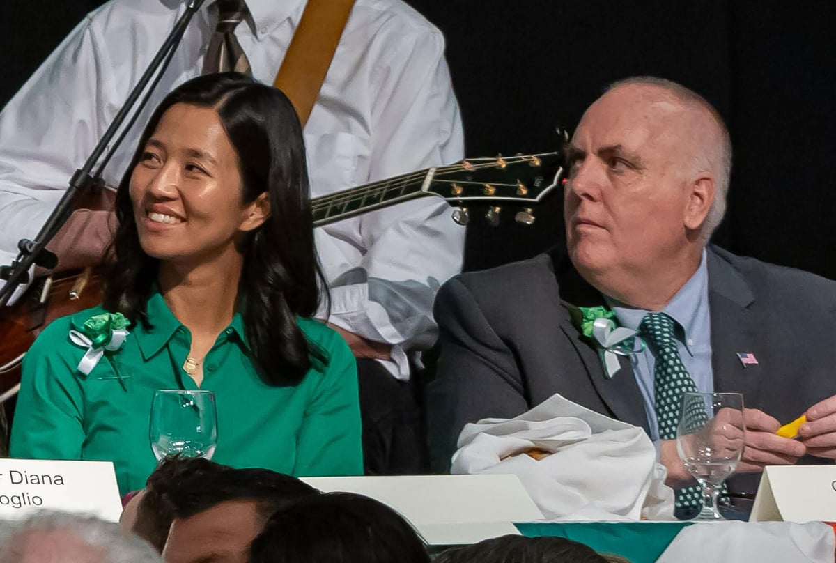 Boston Mayor Michelle Wu and Councilor Ed Flynn at the St. Patrick's Day breakfast