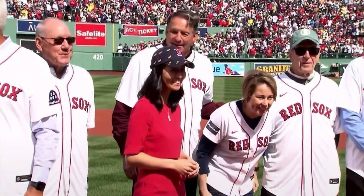 Fenway Park ERUPTS in boos as Governor Healey and Mayor Wu are announced on Red Sox opening day