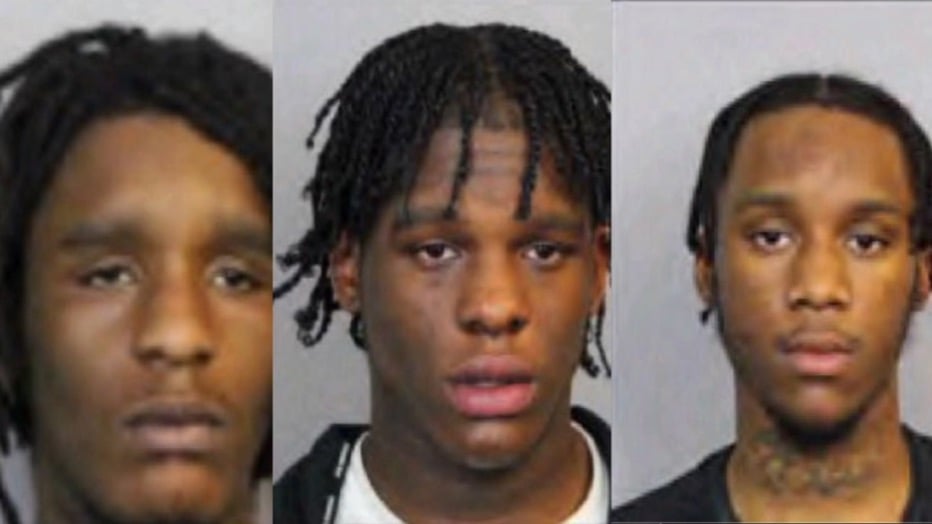 Booking photos of Jailen Lucas, Kelvin Thomas Jr., and Naqwan Antonio Lucas