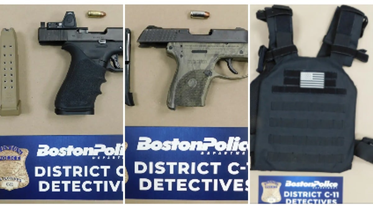 Two firearms and bulletproof vest recovered from Topliff Street