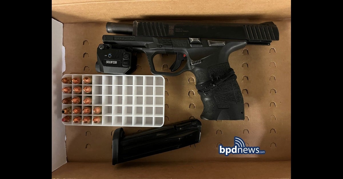Armed 17-year-old drops loaded semi-automatic pistol at cop's feet and RUNS during routine Roxbury traffic stop — gun had 17 rounds and a laser attachment