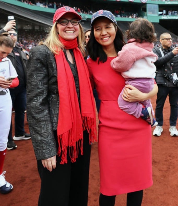Boston City Councilor Sharon Durkan with Boston Mayor Michelle Wu at Fenway Park.