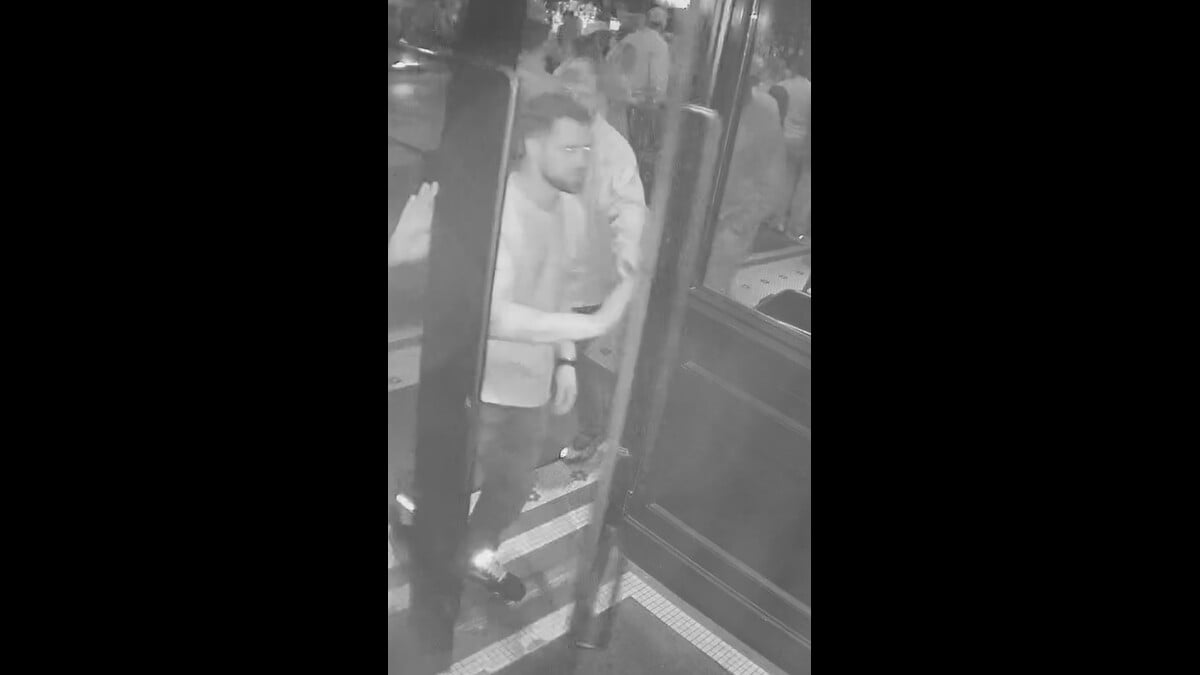 BPD surveillance still of wanted suspect outside the Lincoln Tavern