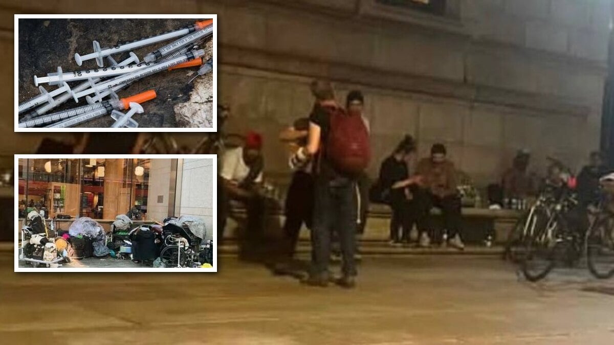 Boston's most famous library descends into chaos as a man does drugs on the Dartmouth steps and another hurls a water bottle at library staff