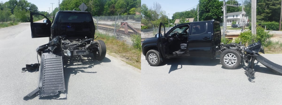 MBTA Transit Police photos of the Hanson rail crossing crash