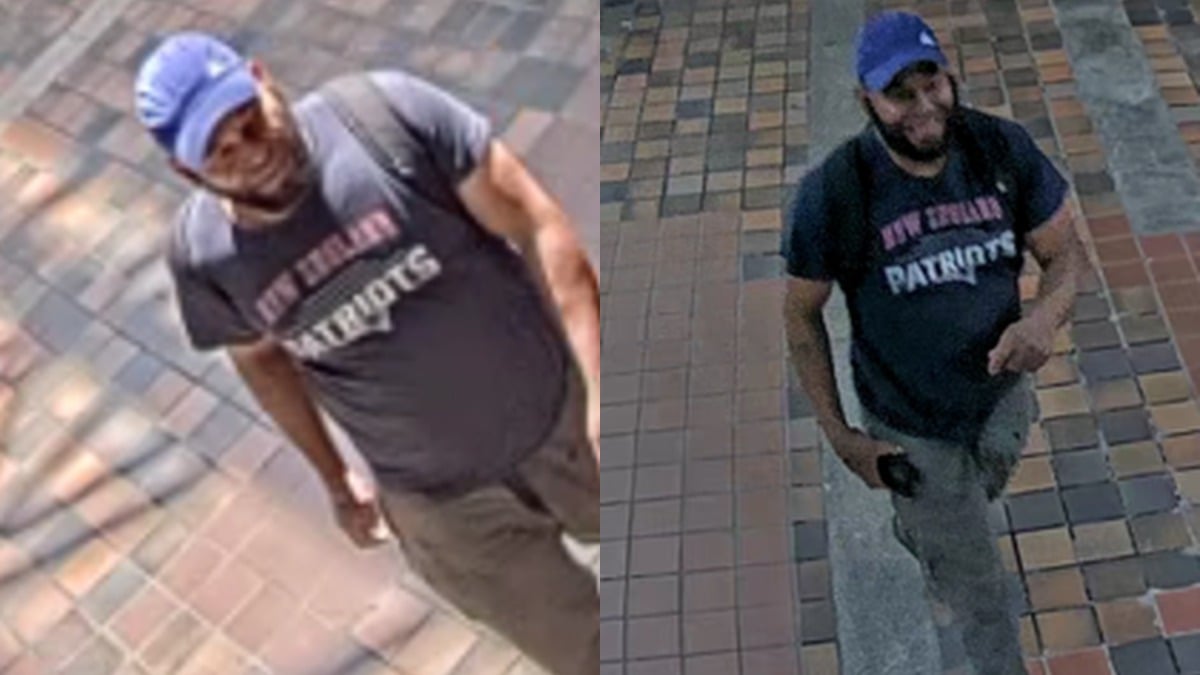 MBTA Transit Police hunt Patriots-shirt suspect who beat elderly rider at Alewife in broad daylight