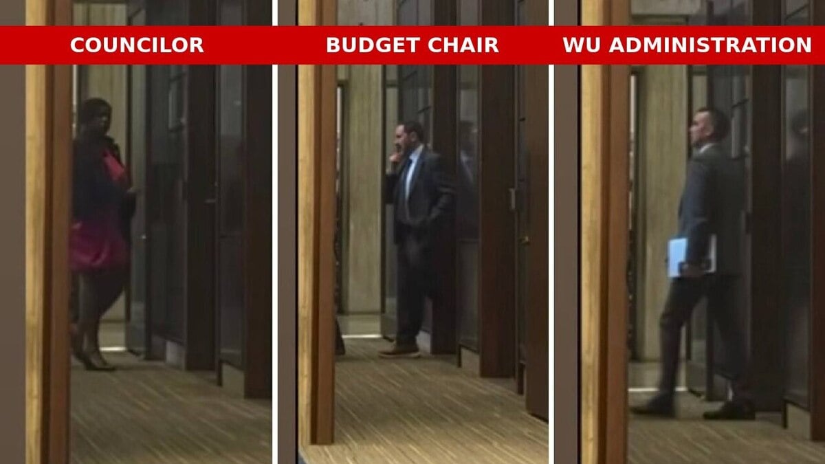 Mayor Wu's allies on the Boston City Council caught on video leaving alleged closed-door meeting with her staff during $4.9B budget vote — in possible violation of Open Meeting Law
