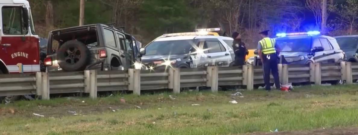 The scene of the fatal wrong-way crash on Route 1 in Lynnfield.