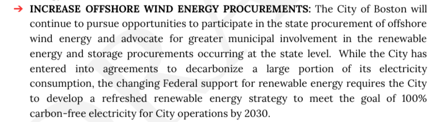 Wind or Bust: Wu’s 2030 plan bets big on offshore wind — and demands “100% carbon-free electricity” for city operations, no matter what it costs.