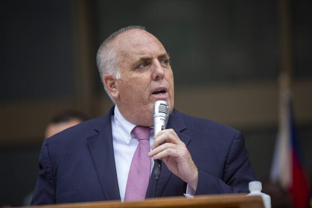Councilor Ed Flynn speaks out at City Hall. Flynn introduced the resolution to declare Boston’s spiraling drug crisis a public emergency — only to have it blocked by Wu ally Sharon Durkan. Photo credit: Jesse Costa / WBUR