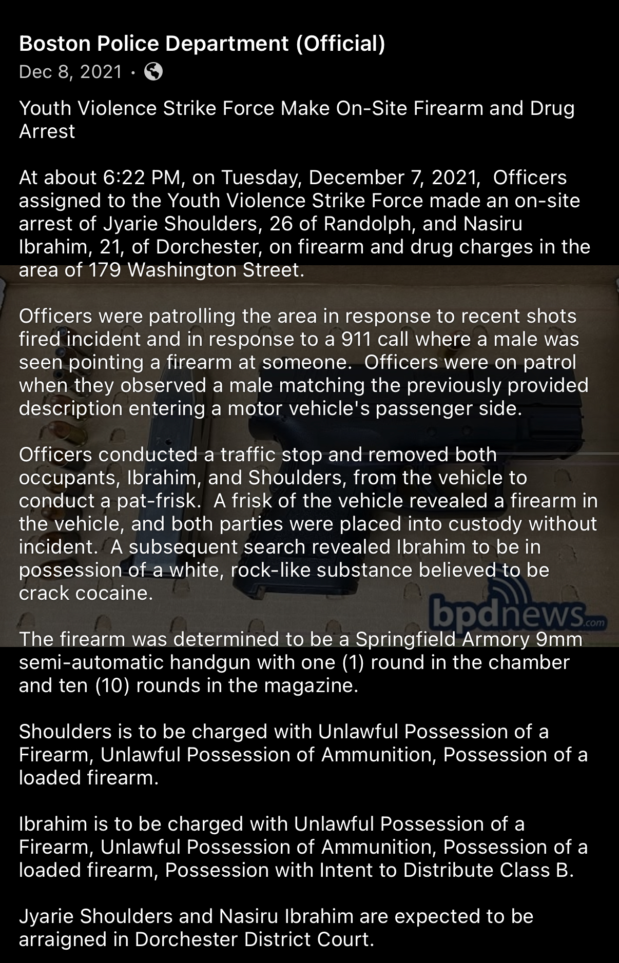 Back in December 2021, Boston Police already had Nasiru Ibrahim on their radar. The Youth Violence Strike Force arrested him after finding a loaded 9mm handgun and crack cocaine during a Dorchester stop. Despite that rap sheet, he somehow ended up on the City of Boston payroll.