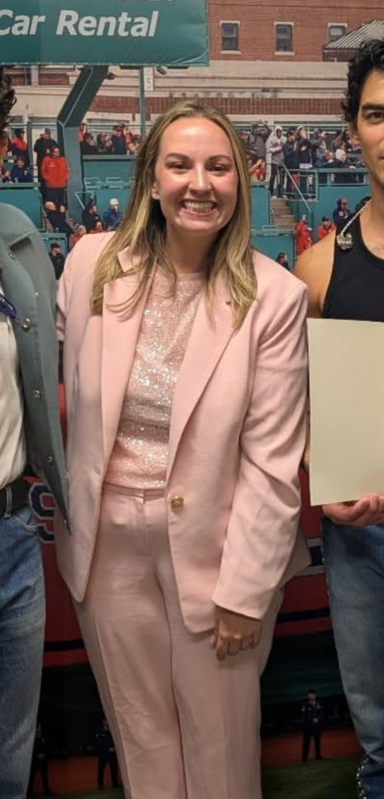 Durkan flashes a grin in a blush-pink suit — one of her latest looks that’s only adding fuel to the whispers swirling around City Hall.