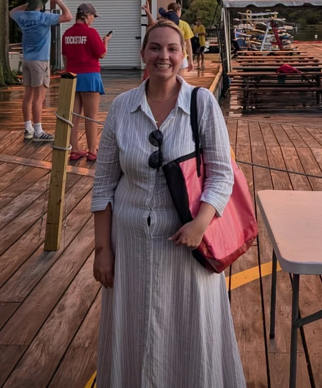 Snapped dockside in a casual striped dress, Durkan’s new vibe is keeping the speculation rolling.