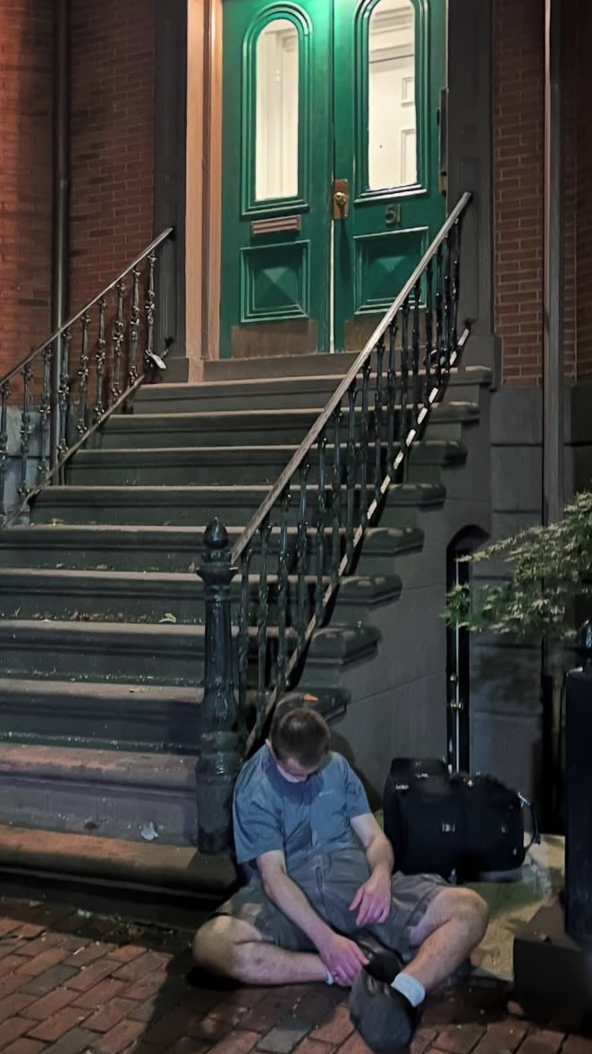 Boston’s South End is already buckling under open drug use — scenes like this are becoming routine, and residents warn that if Democrats succeed, tomorrow it could be four addicts slumped in the same spot. (Credit: southendsos/Instagram)