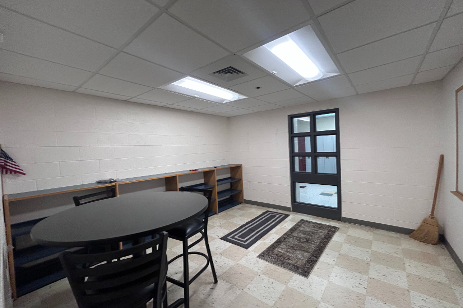 A designated prayer room at a Massachusetts public high school, with prayer rugs placed on the floor. Image: Westford Academy Ghostwriter