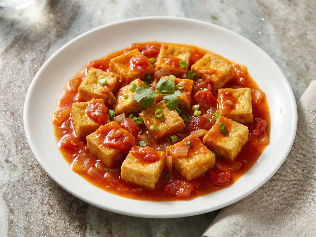 Dau Hu Sot Ca Chua (Tofu in Tomato Sauce)