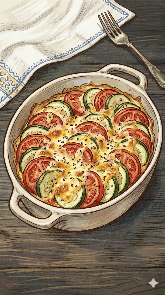 Auflauf mit Tomaten und Zucchini