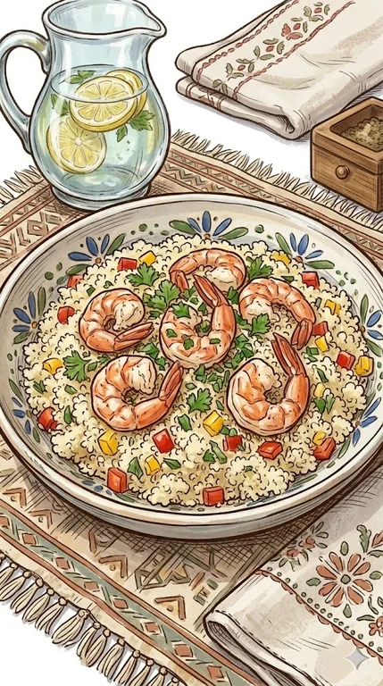 Blumenkohl-Couscous mit Garnelen