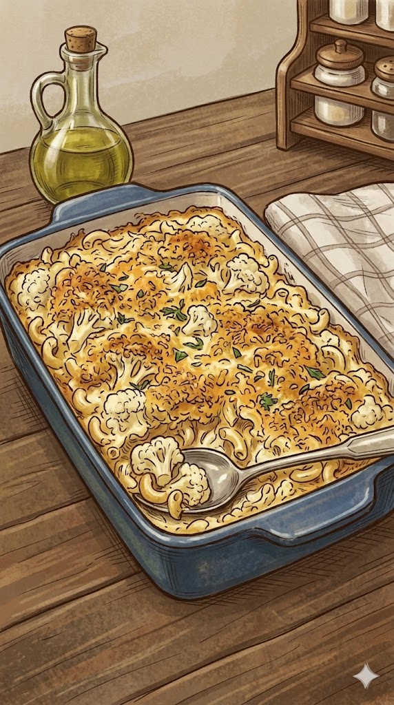 Blumenkohl-Makkaroni-Auflauf mit Kräcker-Parmesan-Kruste