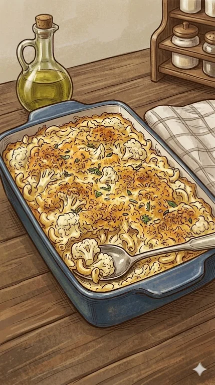 Blumenkohl-Makkaroni-Auflauf mit Kräcker-Parmesan-Kruste