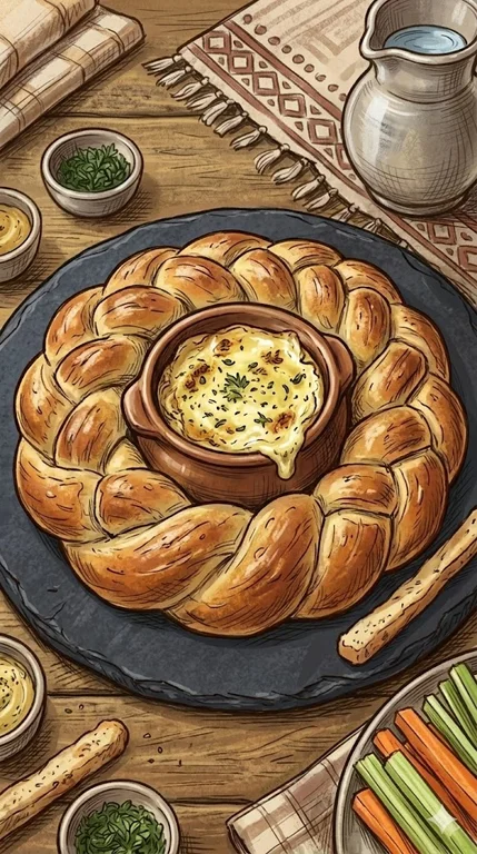 Brotkranz mit Ofenkäsedip