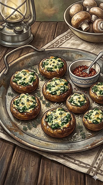Champignons gefüllt mit Spinat