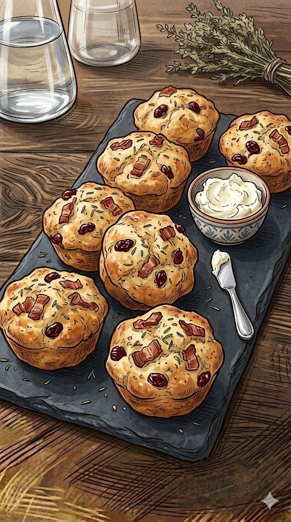 Ciabatta Muffins mit Pancetta und Cranberries