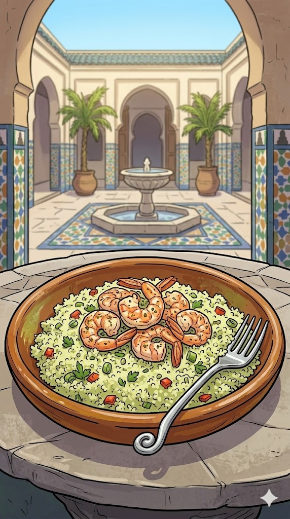 Couscous vom Blumenkohl mit Garnelen