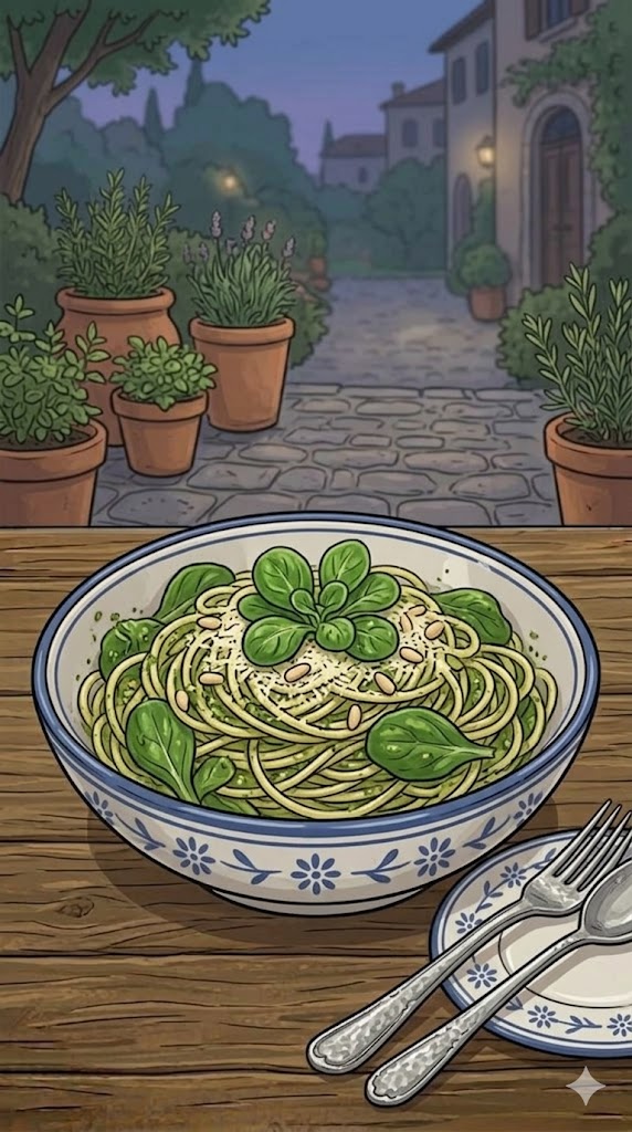 Feldsalat Pesto mit Spaghetti