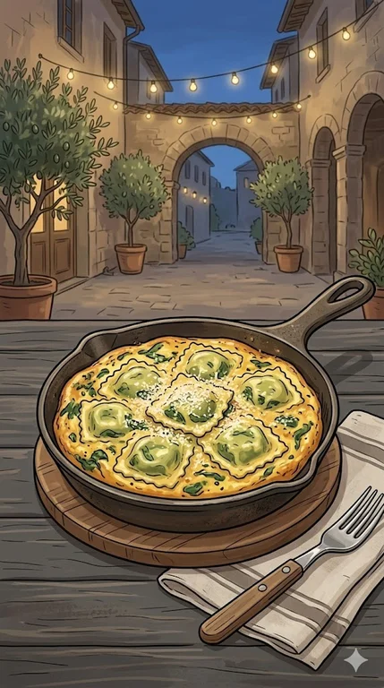 Frittata mit Spinat-Raviolo