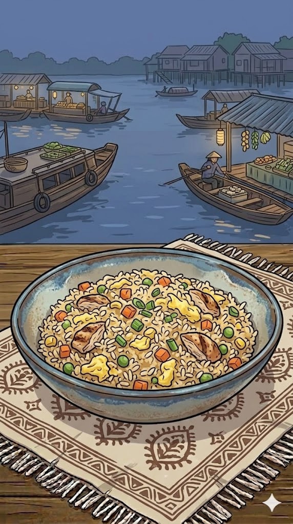 Gebratener Reis mit Ei, Gemüse & Hähnchen