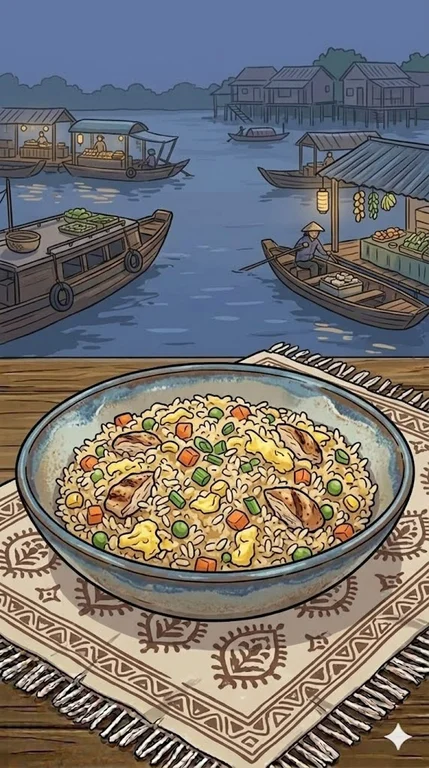 Gebratener Reis mit Ei, Gemüse & Hähnchen