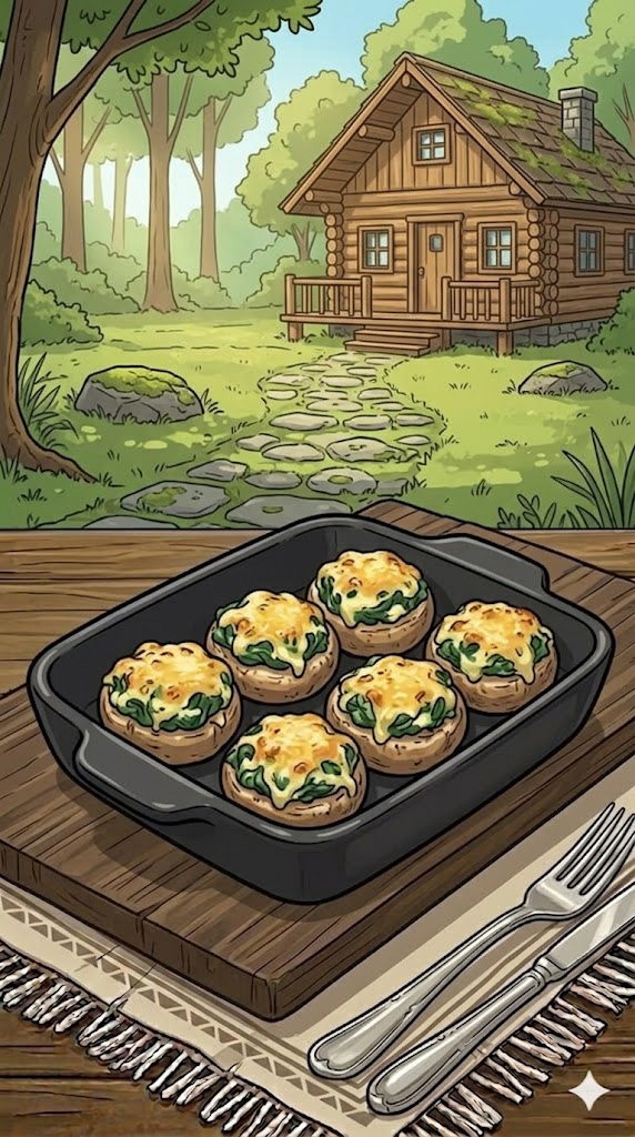 Gefüllte Champignons mit Spinat und Crème fraîche