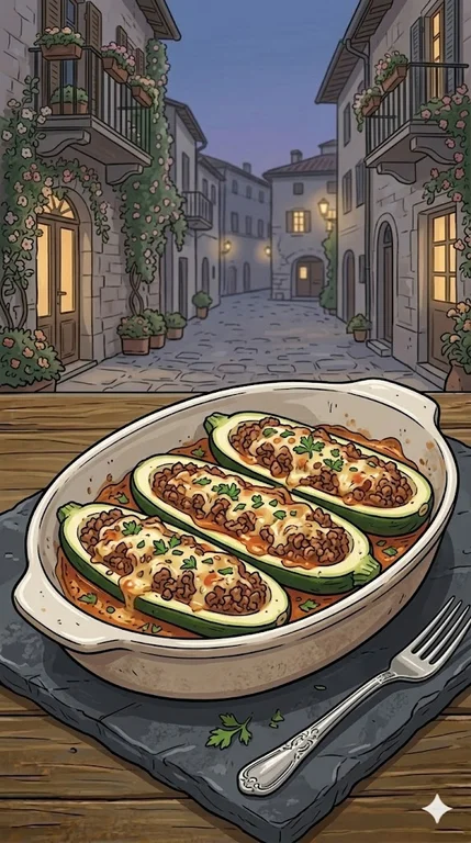 Gefüllte Zucchini Schiffchen mit Hackfleisch