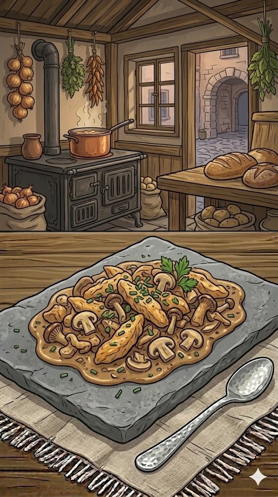 Geschnetzeltes mit Hähnchen und Pilzrahmsoße