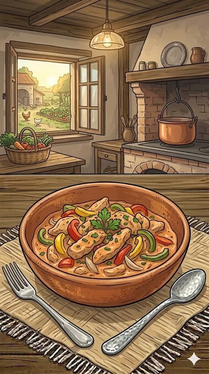 Geschnetzeltes mit Paprika und Rahmsoße