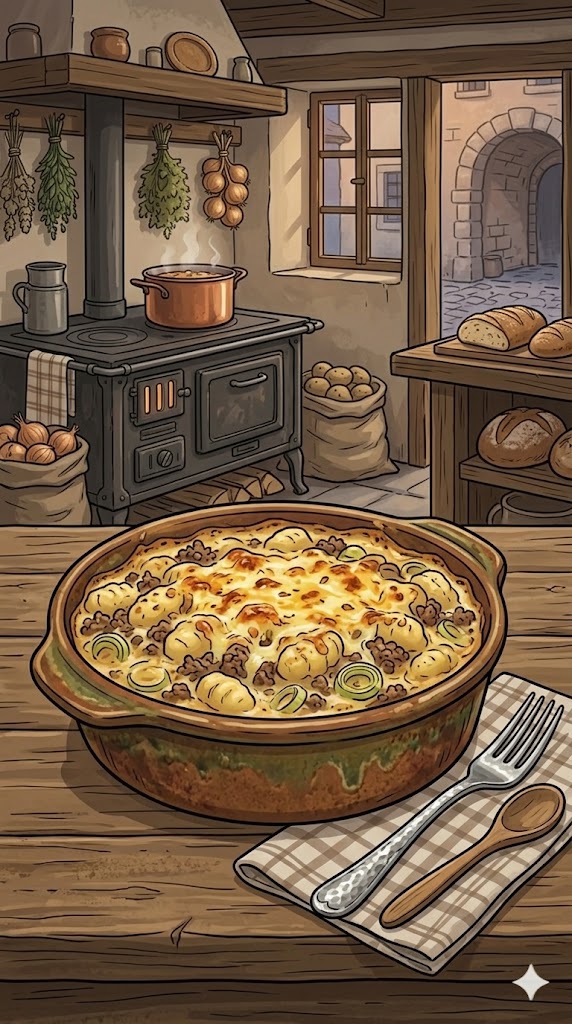 Gnocchi-Auflauf mit Hackfleisch und Lauch
