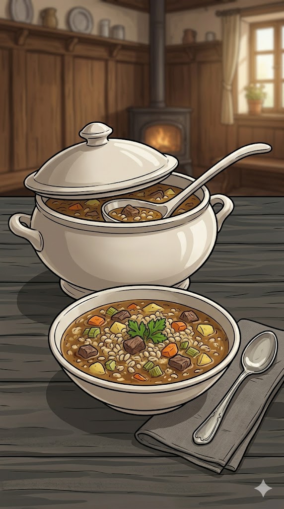 Graupensuppe mit Rindfleisch