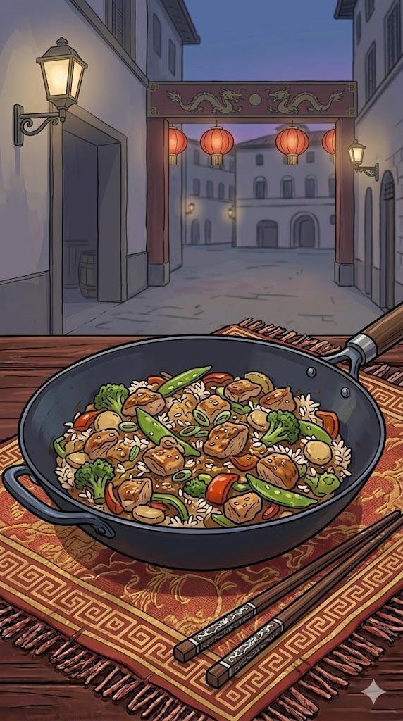 Hähnchen Reis Pfanne asiatisch