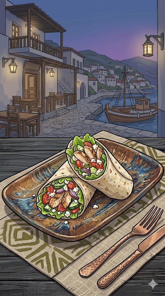 Hähnchen Wraps mit Salat und Feta