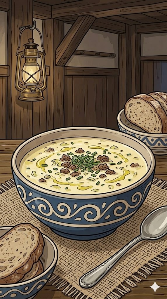 Käse-Lauch-Suppe mit Hackfleisch