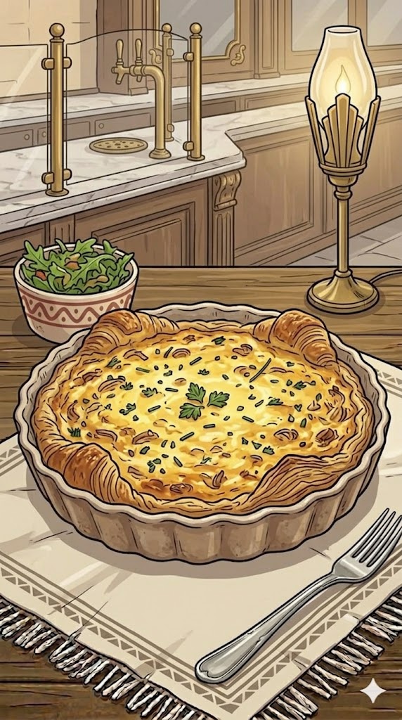Käse-Quiche mit Croissant Boden