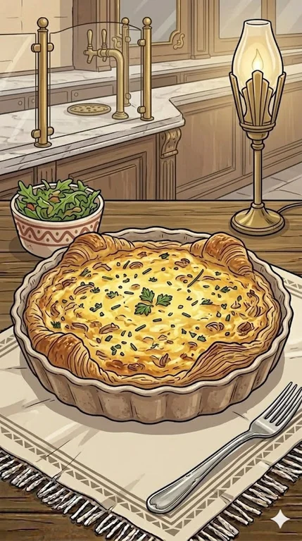 Käse-Quiche mit Croissant Boden