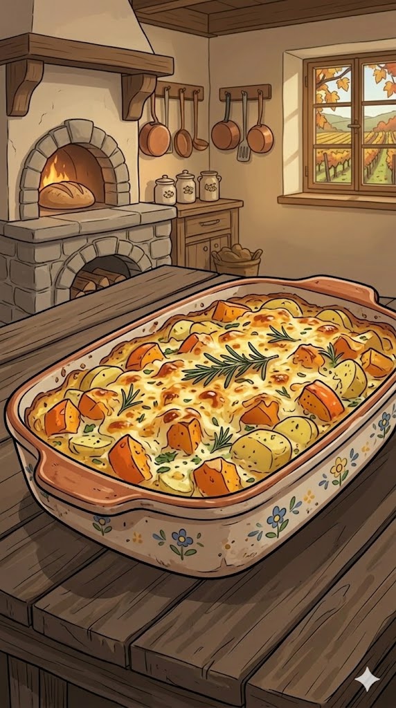 Kürbisauflauf mit Kartoffeln